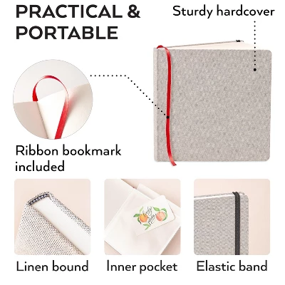 Arteza Gray Linen Hardcover Watercolor Paper Pad With Inner Pocket, 8.25"x8.25", 34 Sheets - 2 Pack 1 Arteza Gray Linen Hardcover Watercolor Paper Pad With Inner Pocket, 8.25"x8.25", 34 Sheets - 2 Pack