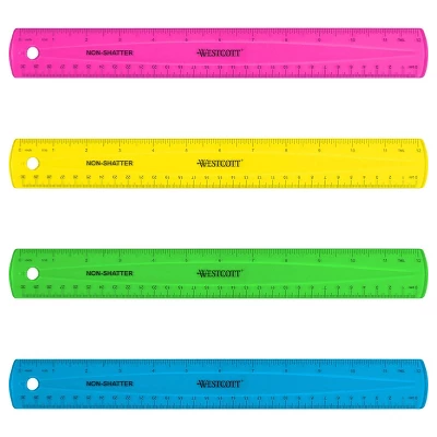 12pk 12" Shatterproof Ruler With Anti-Microbial Translucent Colors - Acme United 1 12pk 12" Shatterproof Ruler With Anti-Microbial Translucent Colors - Acme United