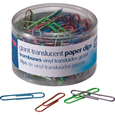 Officemate Translucent Paper Clips Vinyl Giant 200/Tub BE/PE/GN/RD/SR 97212 1 Officemate Translucent Paper Clips Vinyl Giant 200/Tub BE/PE/GN/RD/SR 97212