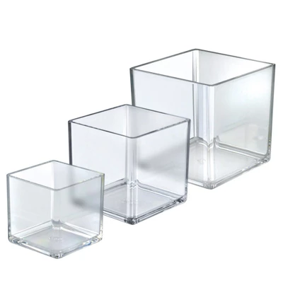 Azar Displays 4", 5", 6" Deluxe Clear Acrylic Square Cube Bin Set For Counter 2 Azar Displays 4", 5", 6" Deluxe Clear Acrylic Square Cube Bin Set For Counter - Image 2