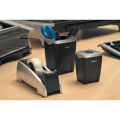Fellowes Office Suites Desktop Tape Dispenser 1" Core Plastic Heavy Base Black/Silver 8032701 1 Fellowes Office Suites Desktop Tape Dispenser 1" Core Plastic Heavy Base Black/Silver 8032701