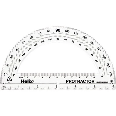 Helix 180 Degree Standard Protractor, 6", Pack Of 25 1 Helix 180 Degree Standard Protractor, 6", Pack Of 25