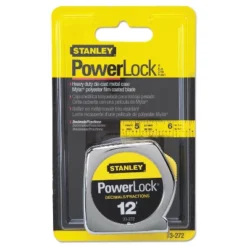 Stanley Tools Die Cast Tape Rule Decimal-Fraction 1/2" X 12ft Yellow 1/32" Graduation 33272