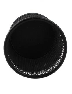 Unique Bargains Metal Mesh Cylindrical Pen Holder Container Black 4" X 3.5"