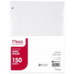 Mead Notebook Filler Paper, Wide Ruled, 150 Sheets Per Pack, 3 Packs