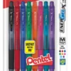 Pentel EnerGel-X Retractable Liquid Gel Pen, 0.7 Mm, Assorted Colors, Pack Of 8