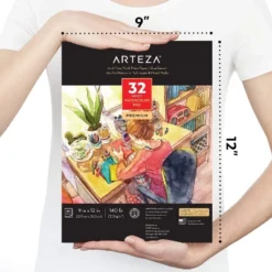 Arteza Premium Watercolor Mixed Media Pad, Heavyweight Cold-Pressed Paper, 9"x12", 32 Sheets - 2 Pack -Creative Office Outlet Store GUEST ec90d6bf cc42 4362 8c3b 7c17296e0c7a