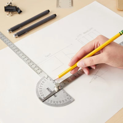 Okuna Outpost 30cm Stainless Steel Swing Arm Angle Protractor For Construction, Woodworking, Engineering, Architecture, 7.9 X 5.1 In 1 Okuna Outpost 30cm Stainless Steel Swing Arm Angle Protractor For Construction, Woodworking, Engineering, Architecture, 7.9 X 5.1 In