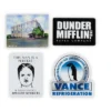 Just Funky The Office Fridge Magnet Set - 4pcs Cool 4x3 Inches Flat Refrigerator Magnets