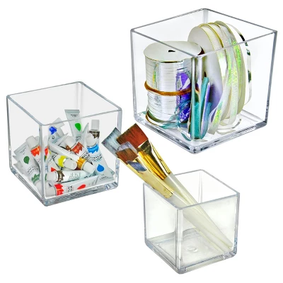 Azar Displays 4", 5", 6" Deluxe Clear Acrylic Square Cube Bin Set For Counter 1 Azar Displays 4", 5", 6" Deluxe Clear Acrylic Square Cube Bin Set For Counter